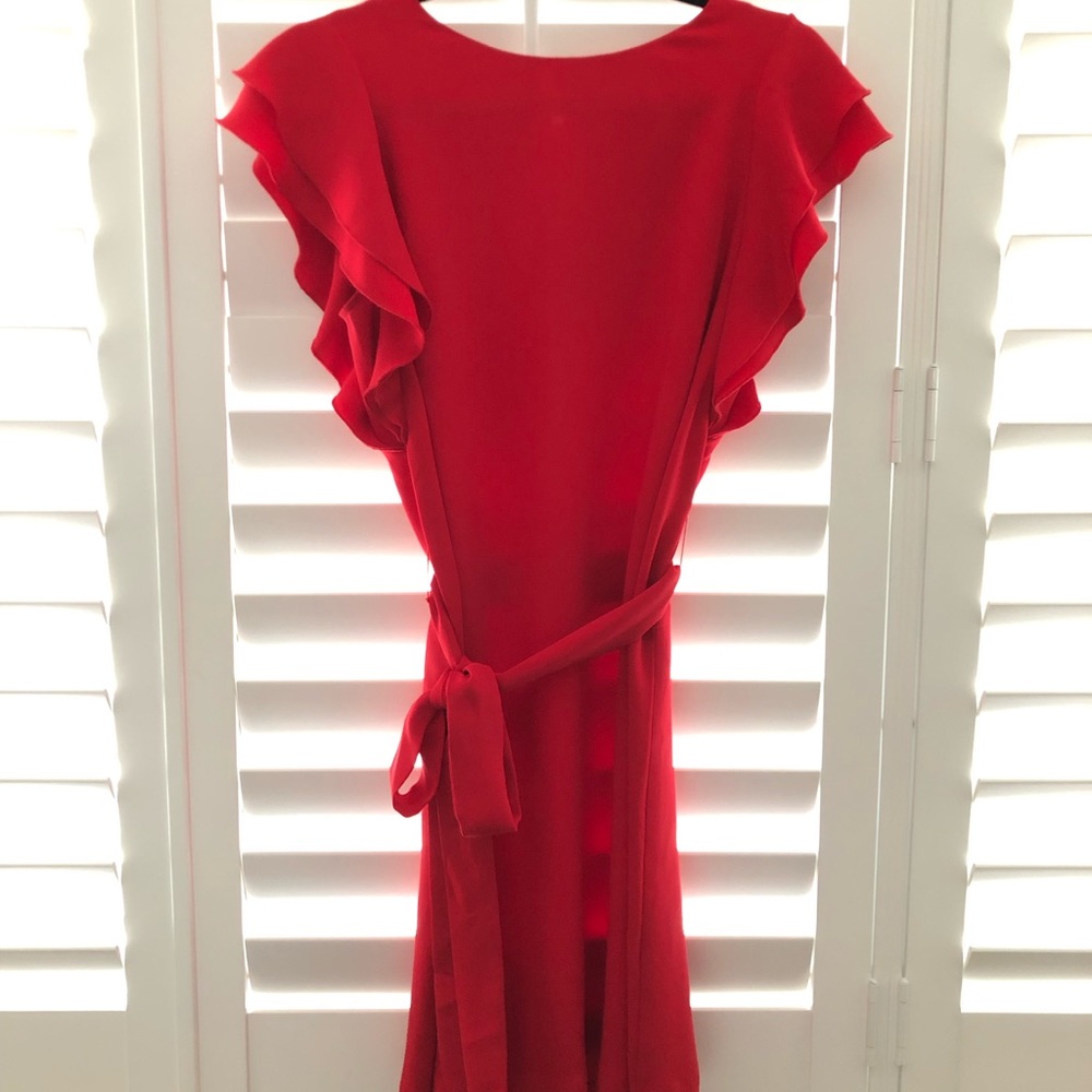 Ann Taylor LOFT Red Dress w Ruffle Sleeve Size S